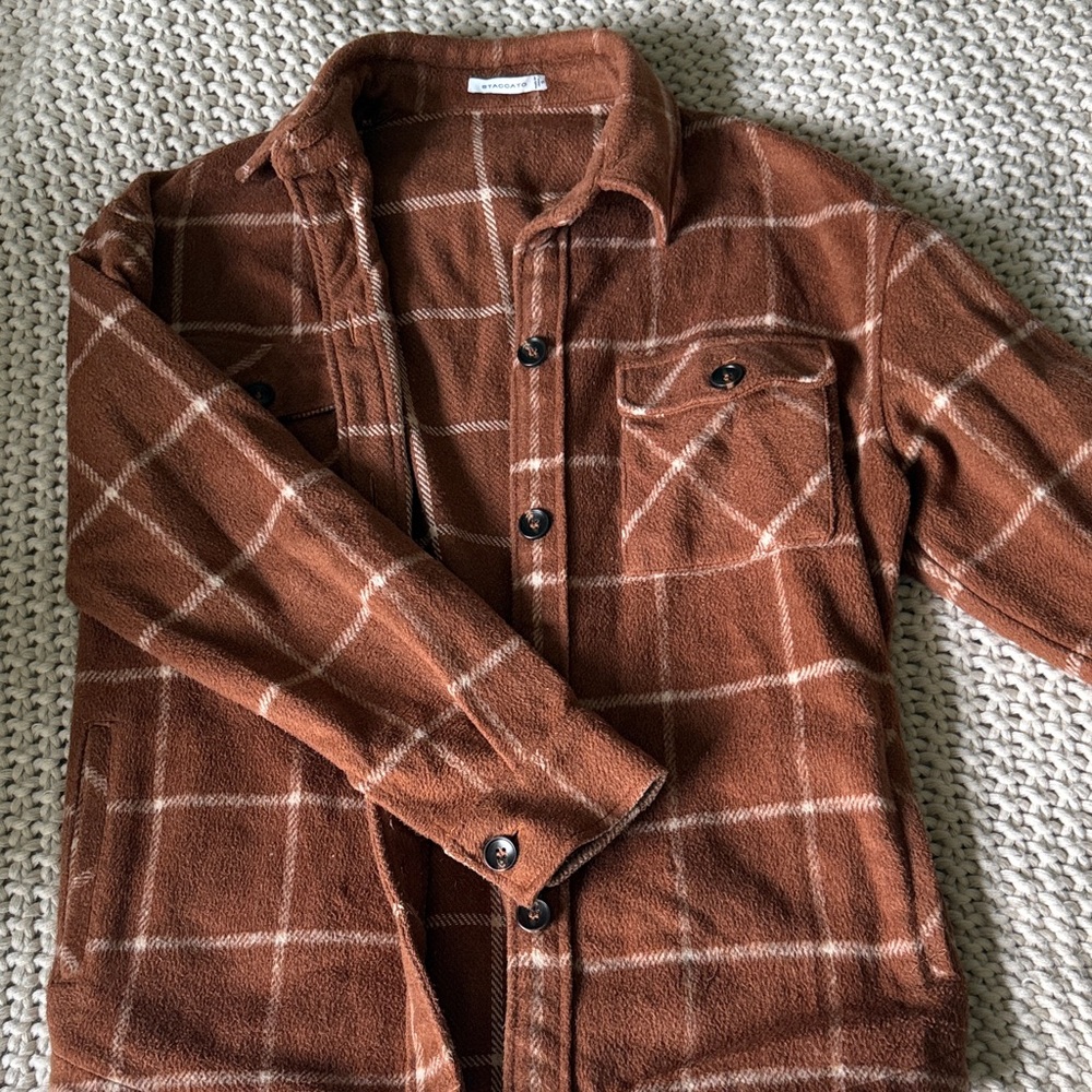 Staccato Rust Checkered Shacket